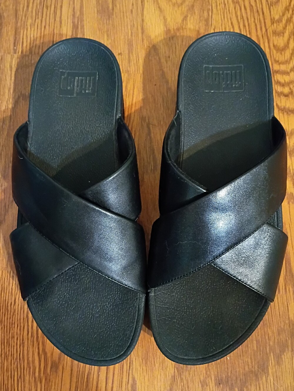 FitFlop Women's Black Crossover Slide Sandals